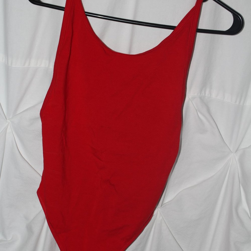Red Low-Back Thong Bodysuit
